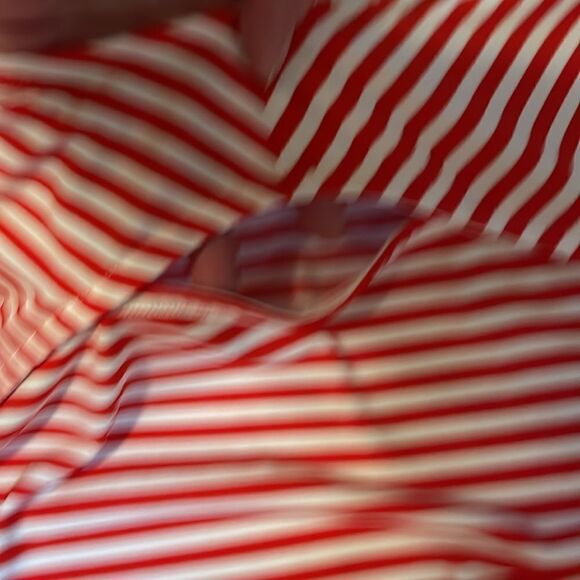 Chico’s Peek-a-boo neck swing Short sleeve top, red white stripe shirt, Medium - Picture 4 of 7